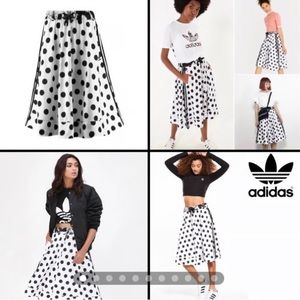 Adidas Originals Black & White Polka Dot Midi Skirt size M